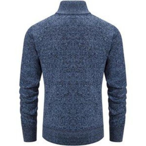 Men's Knitted Cardigan Sweaters Slim Full Zip Blue - Picture 2 of 8